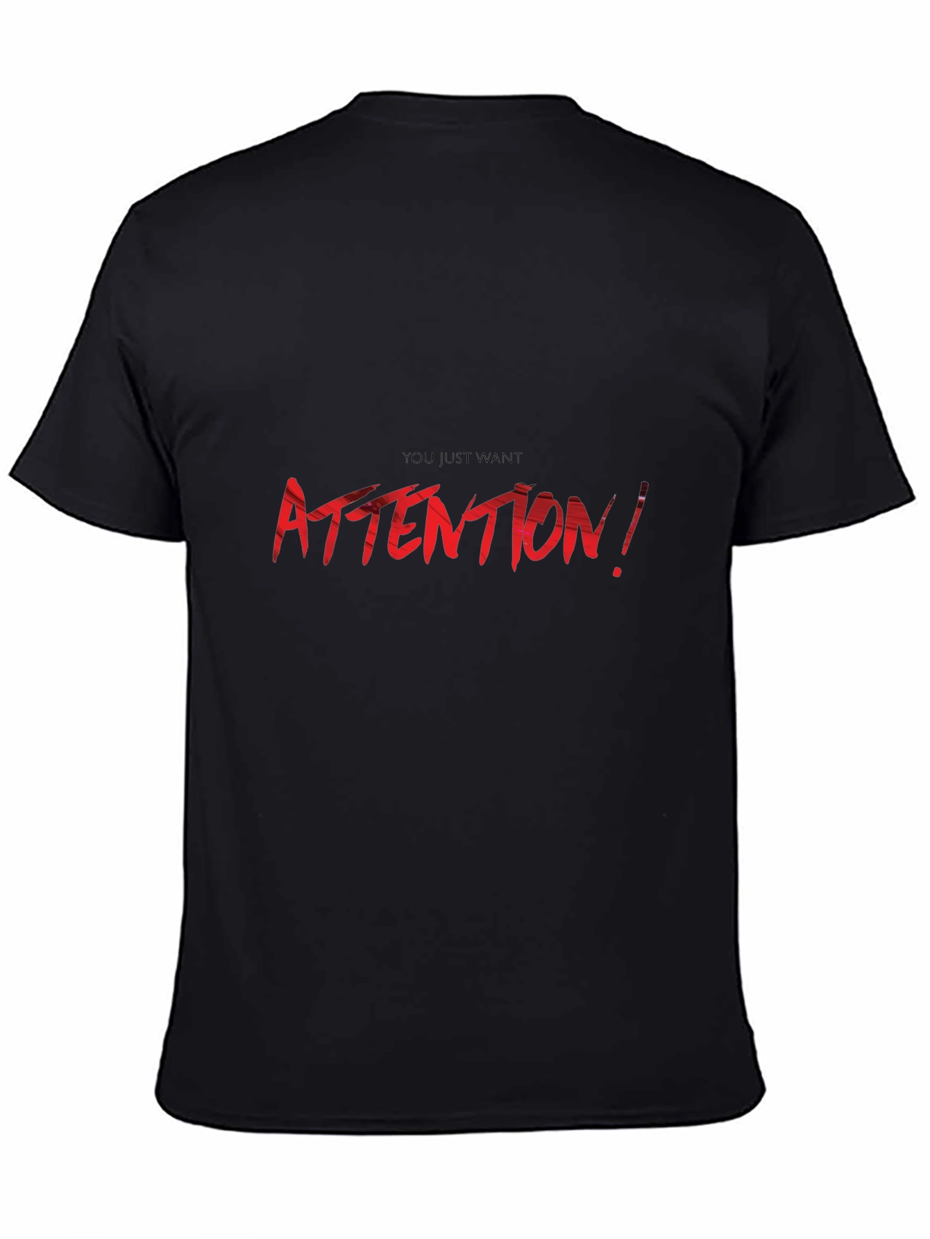 Attention Graphic Tee - Mens Black Cotton T-Shirt