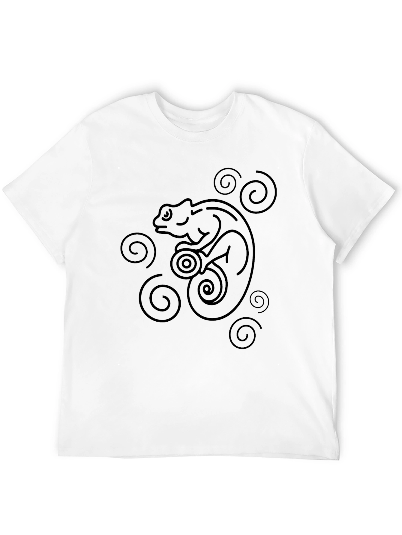 Black T-Shirt with Abstract Chameleon Design