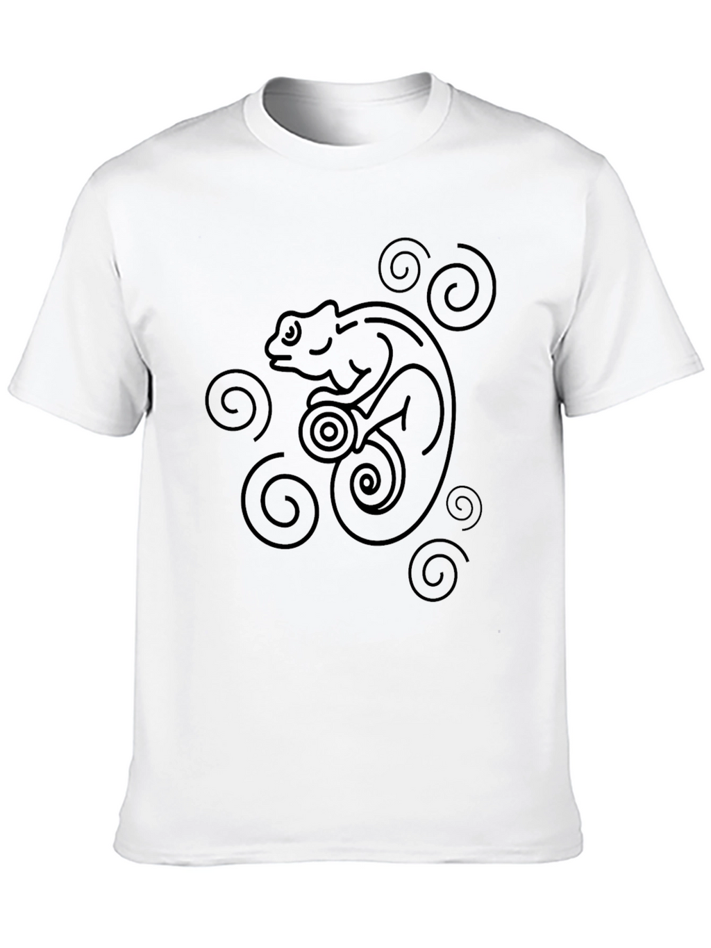 Black T-Shirt with Abstract Chameleon Design
