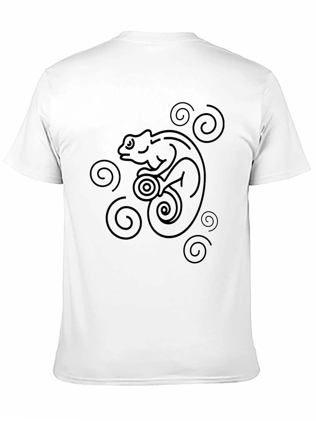 Black T-Shirt with Abstract Chameleon Design