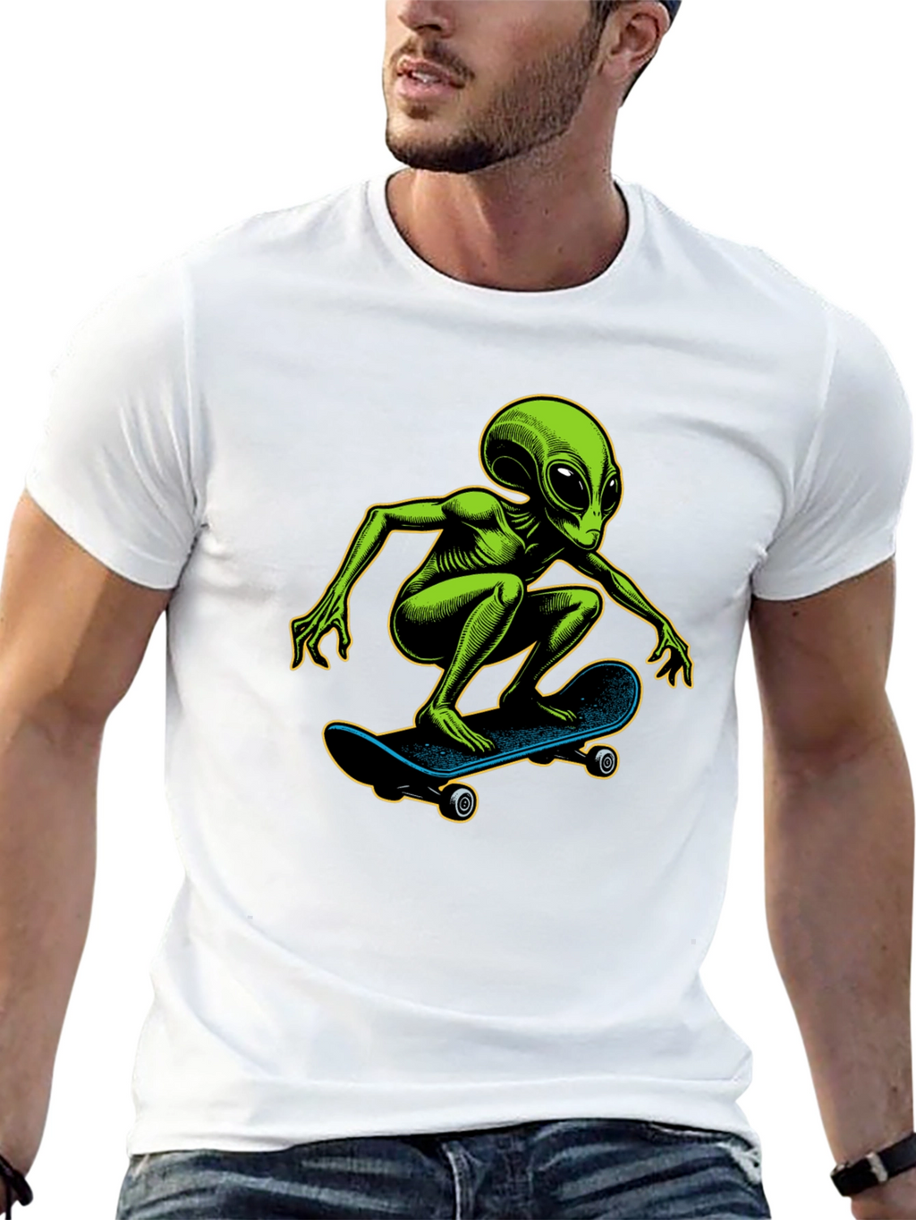 Alien Skateboarder Graphic T-Shirt
