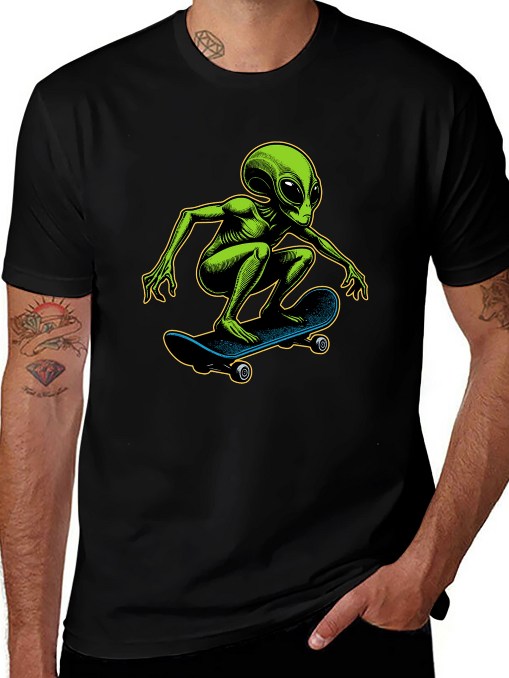 Alien Skateboarder Graphic T-Shirt
