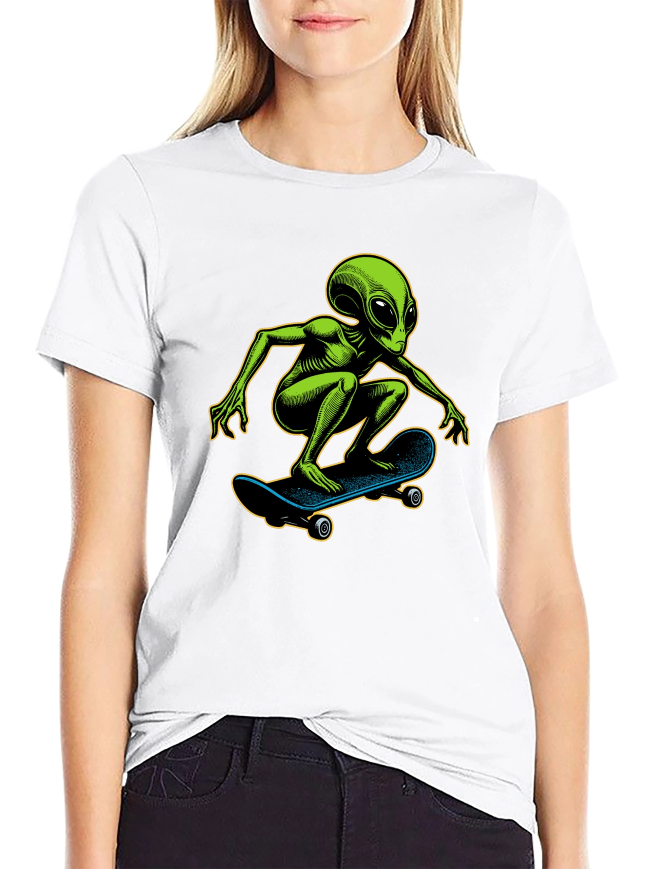 Alien Skateboarder Graphic T-Shirt