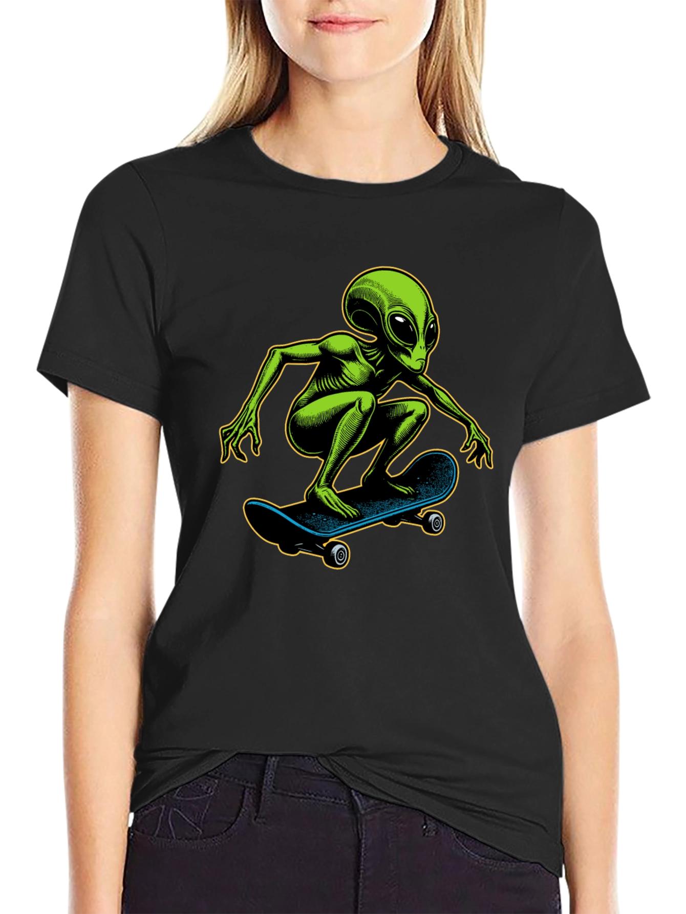 Alien Skateboarder Graphic T-Shirt
