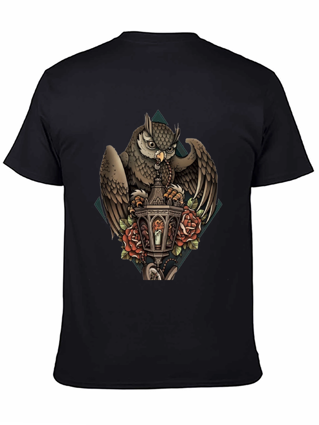 Owl & Lantern Graphic T-Shirt - Unique Bird Design