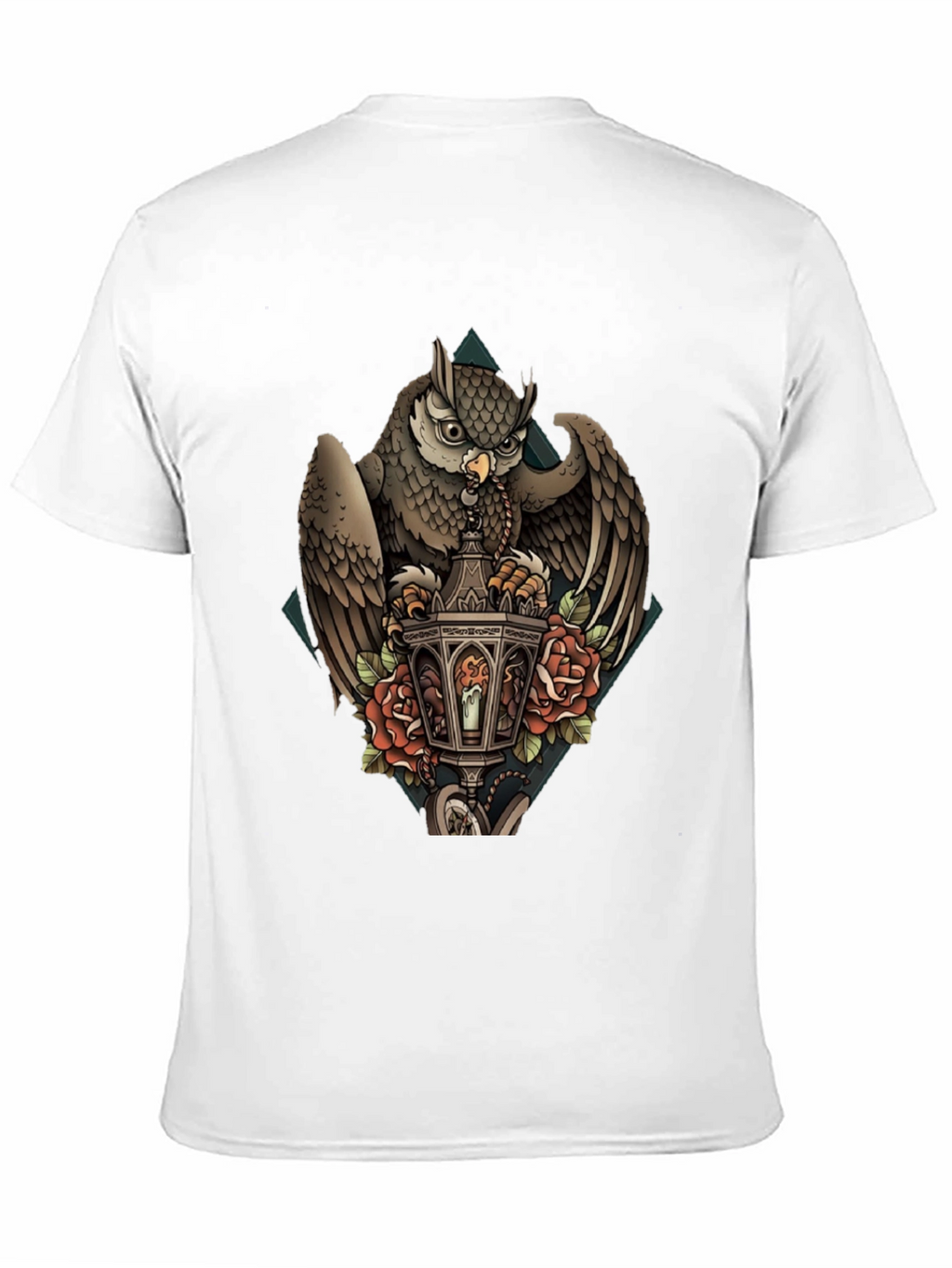 Owl & Lantern Graphic T-Shirt - Unique Bird Design