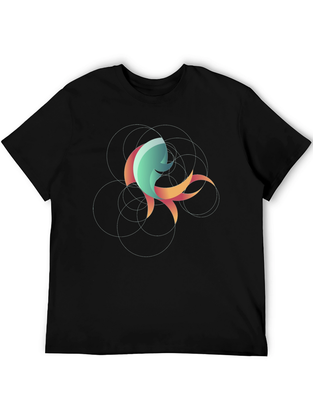 Abstract Fish Graphic Tee - Stylish Black T-Shirt