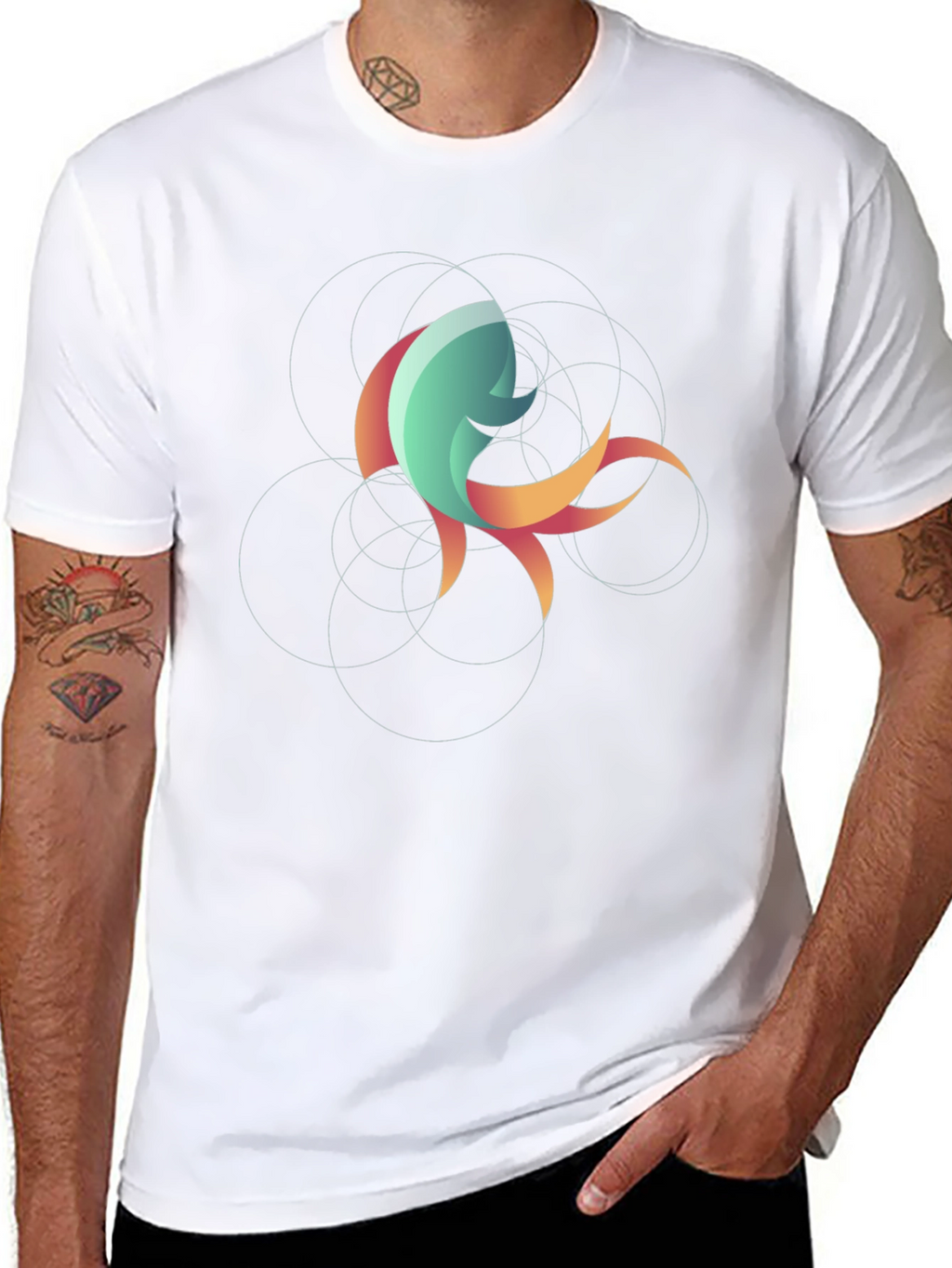 Abstract Fish Graphic Tee - Stylish Black T-Shirt
