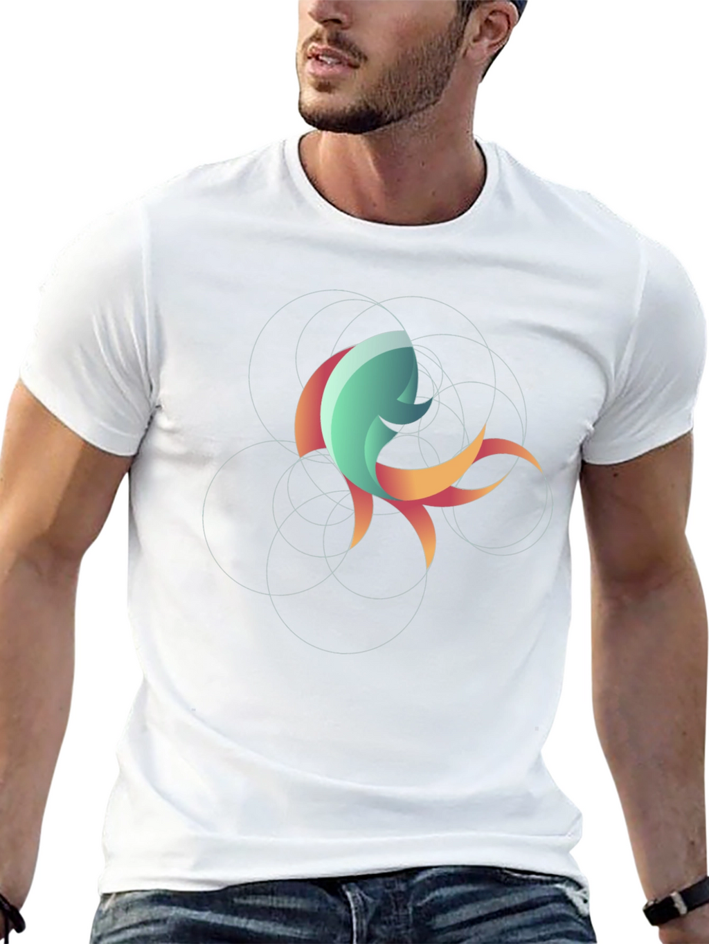 Abstract Fish Graphic Tee - Stylish Black T-Shirt