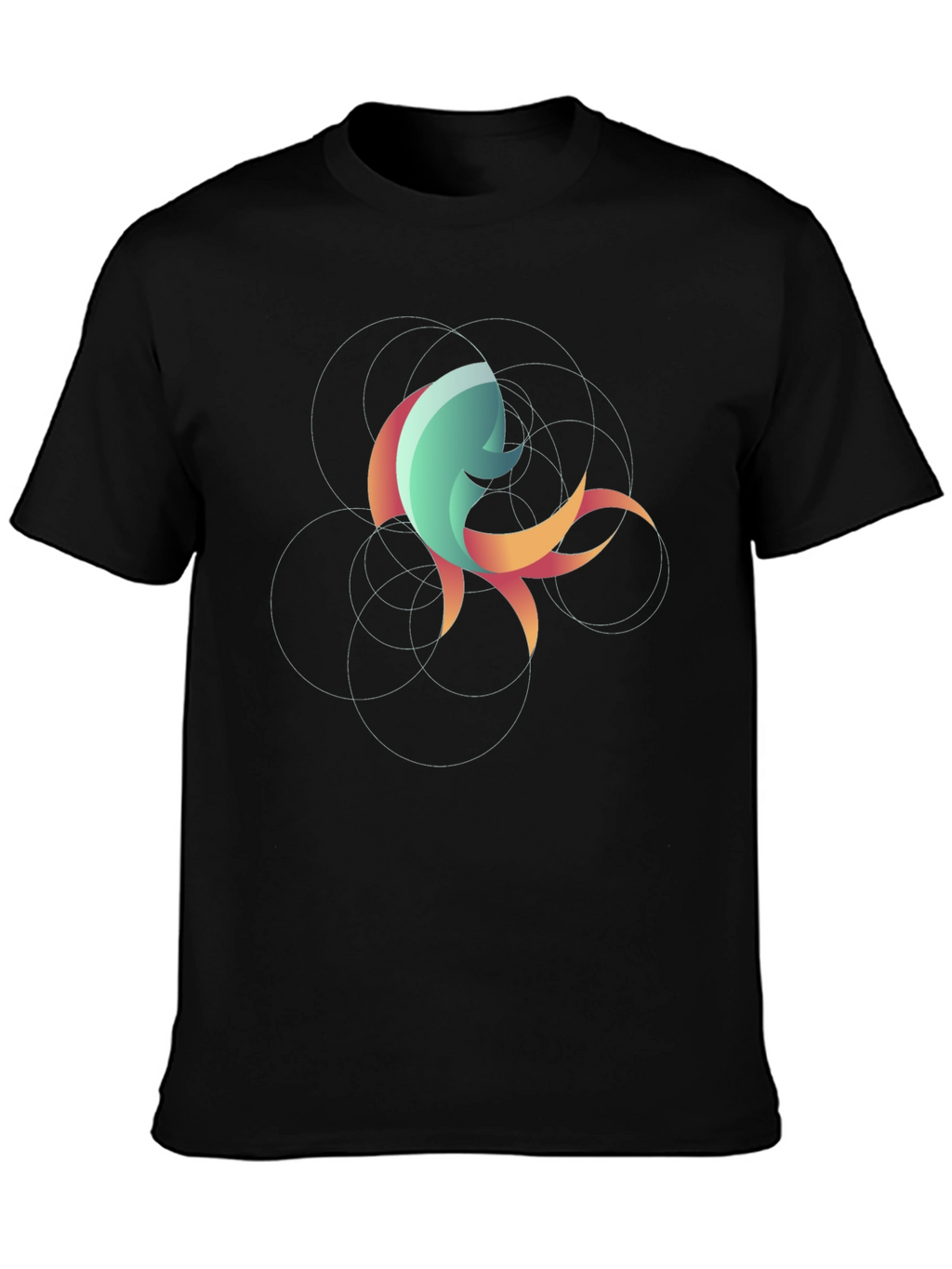 Abstract Fish Graphic Tee - Stylish Black T-Shirt
