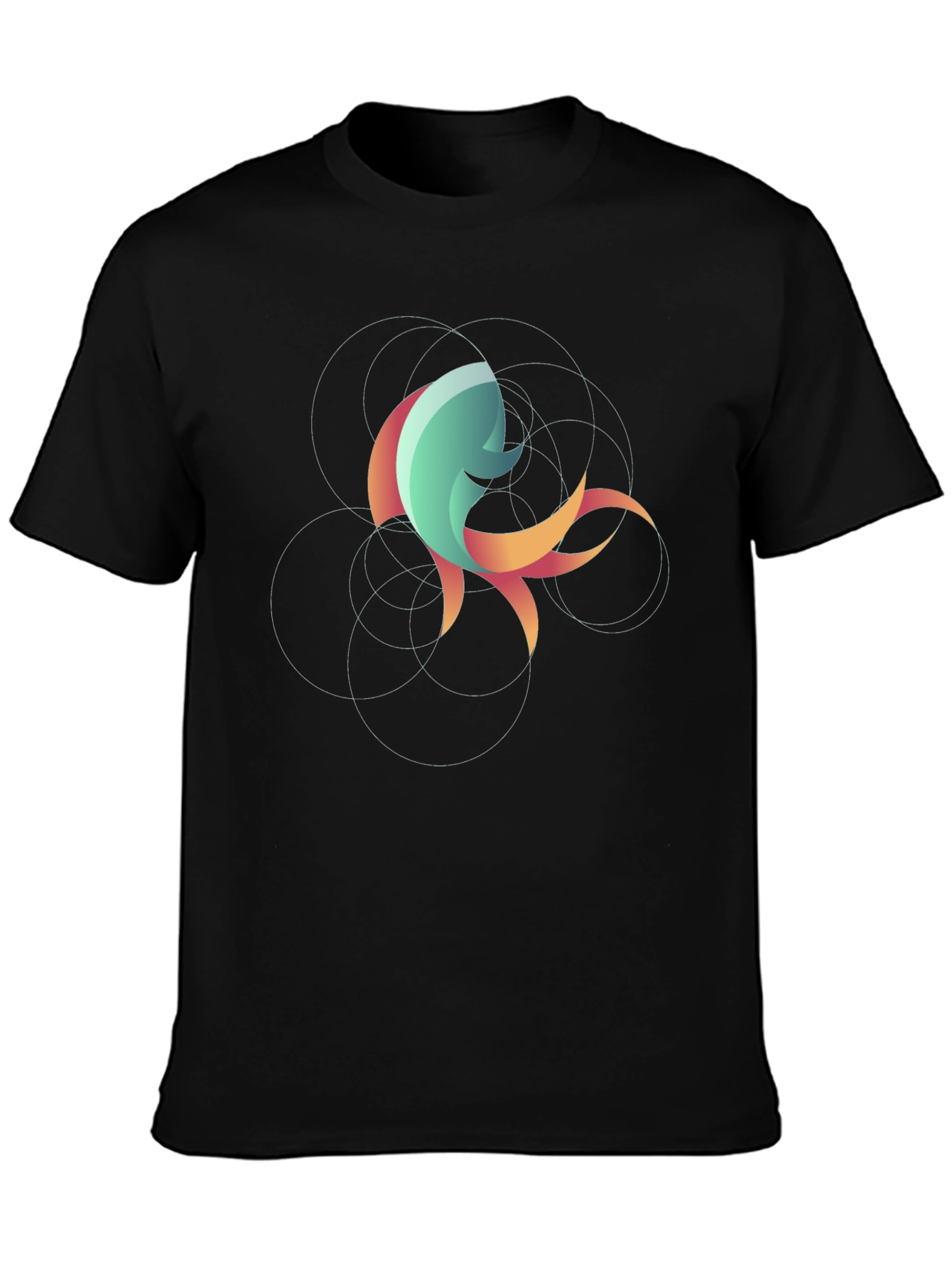 Abstract Fish Graphic Tee - Stylish Black T-Shirt