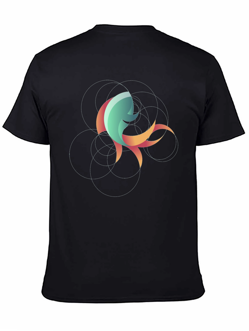 Abstract Fish Graphic Tee - Stylish Black T-Shirt