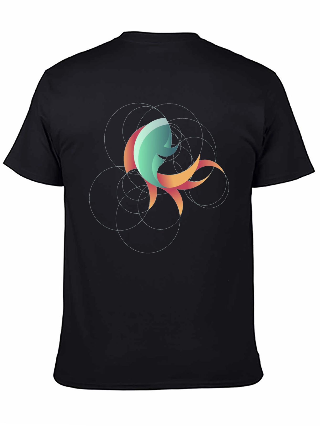 Abstract Fish Graphic Tee - Stylish Black T-Shirt