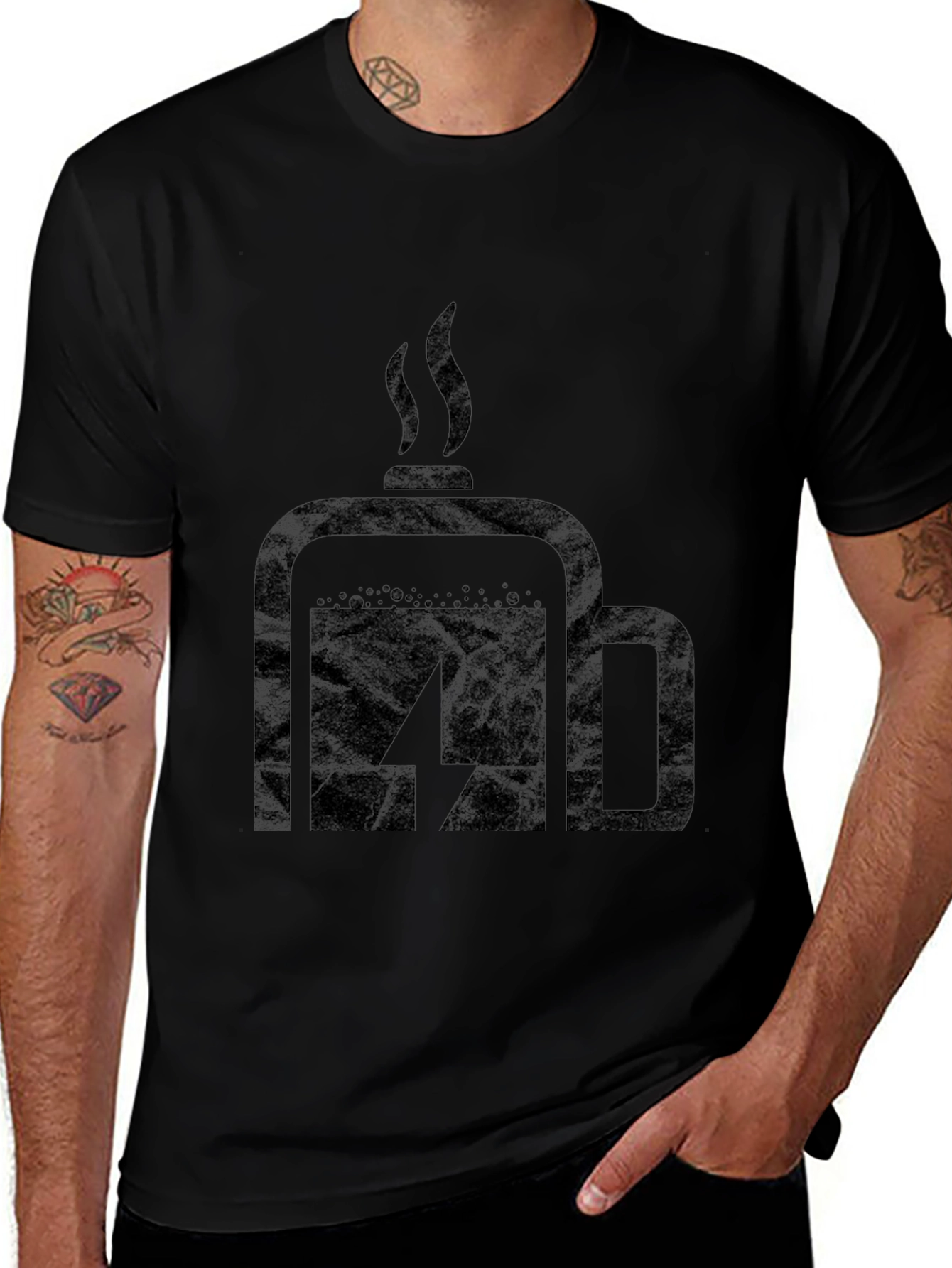 Coffee Charge Mens Black T-Shirt