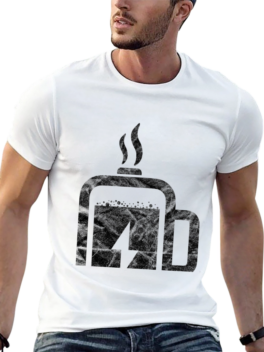 Coffee Charge Mens Black T-Shirt