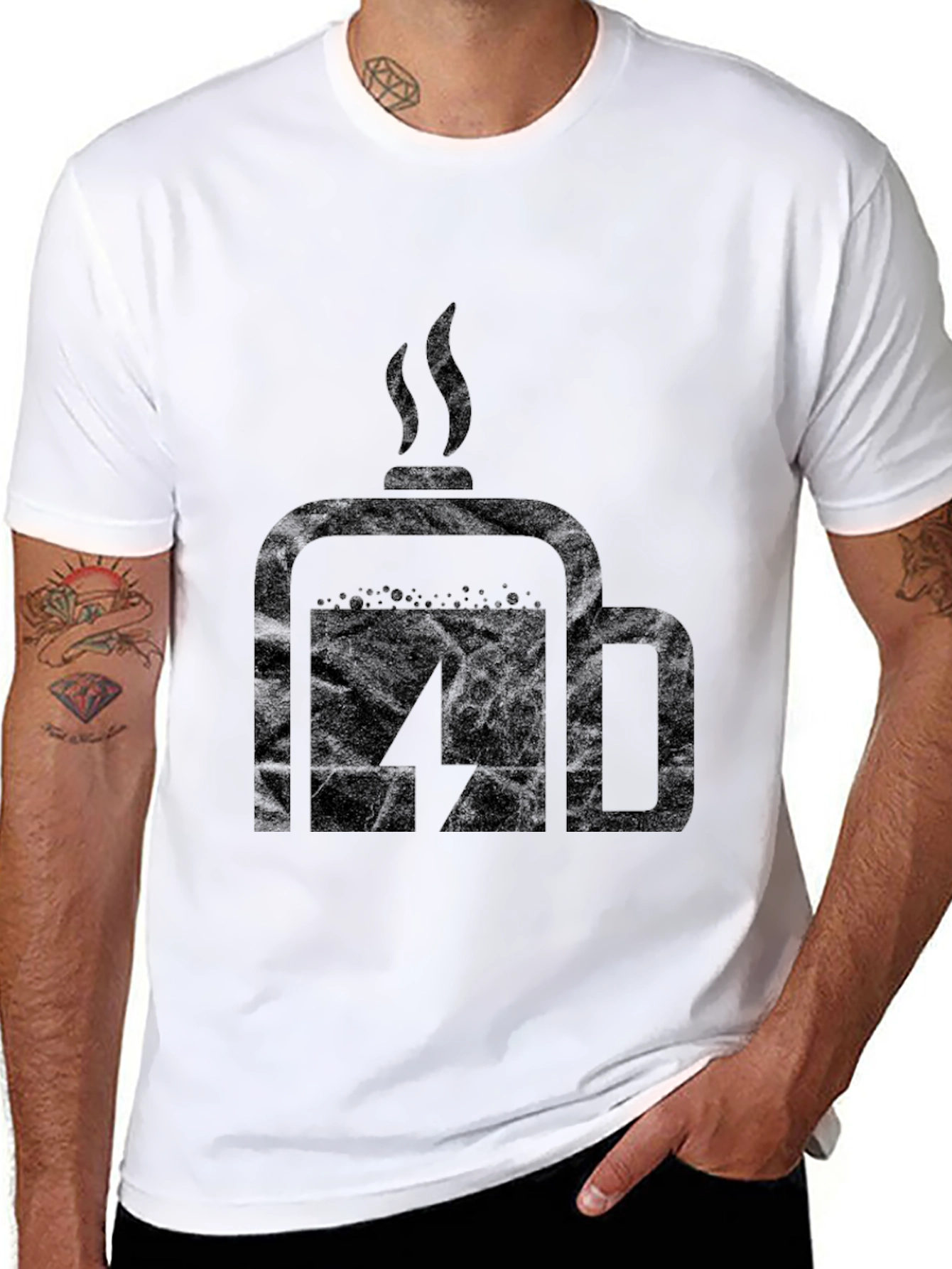 Coffee Charge Mens Black T-Shirt