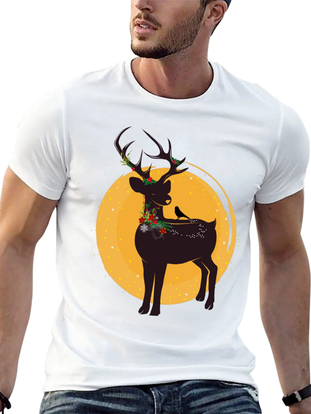 Festive Reindeer Graphic Tee - Holiday Style