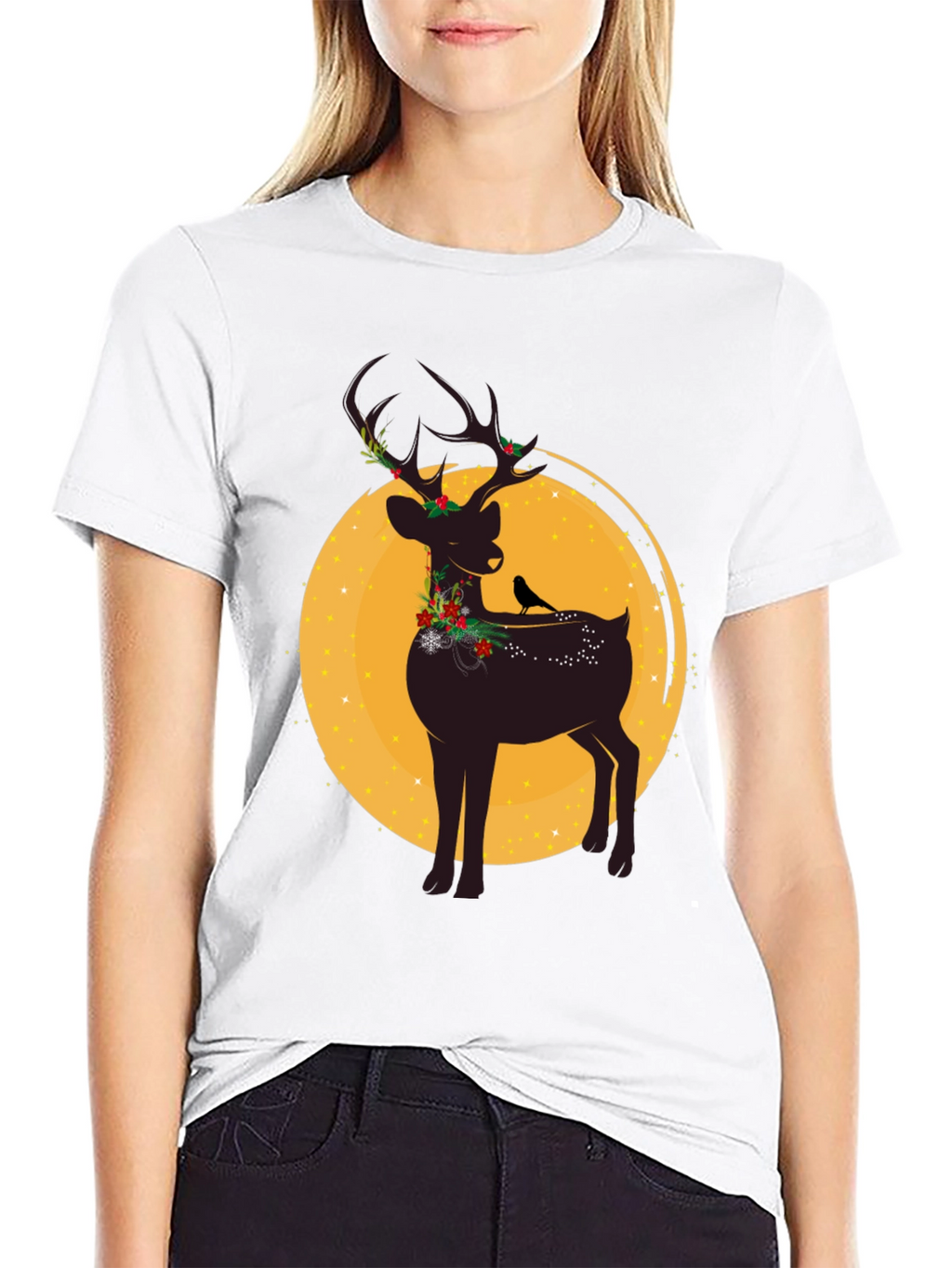 Festive Reindeer Graphic Tee - Holiday Style