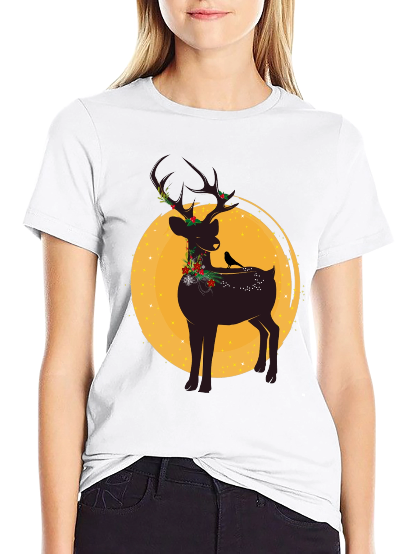 Festive Reindeer Graphic Tee - Holiday Style