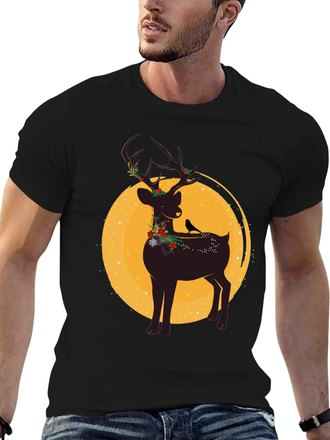 Festive Reindeer Graphic Tee - Holiday Style