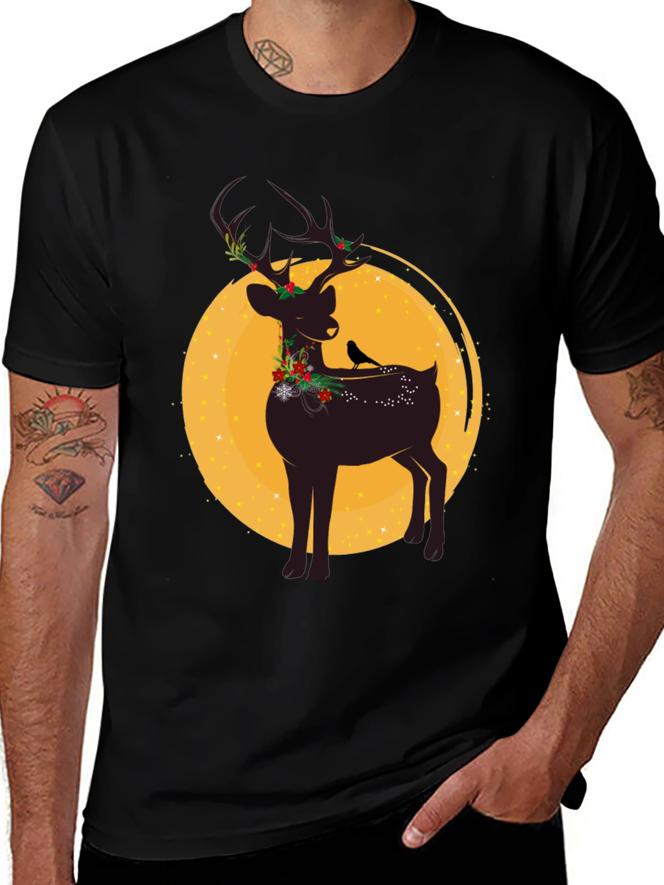 Festive Reindeer Graphic Tee - Holiday Style