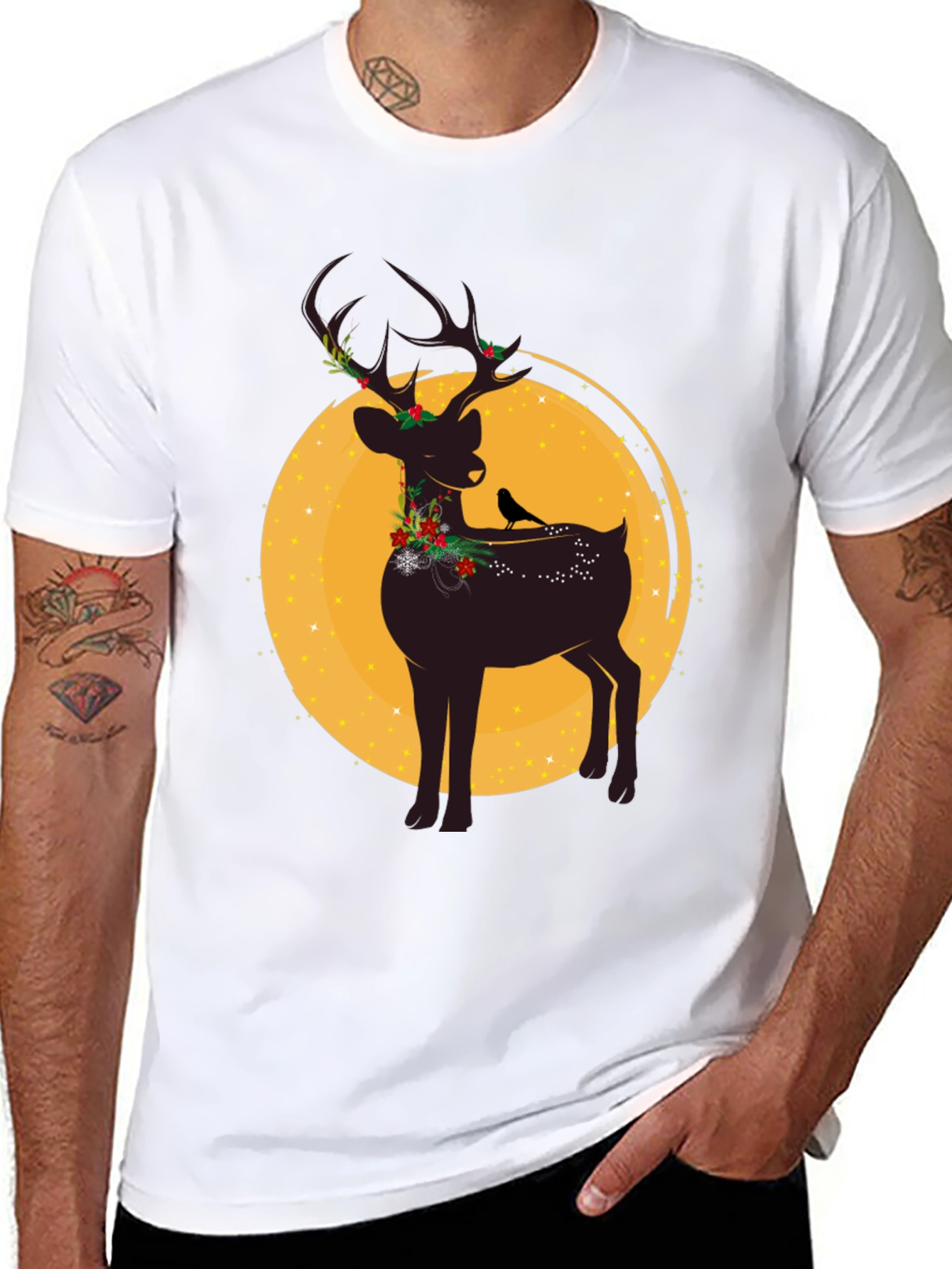 Festive Reindeer Graphic Tee - Holiday Style