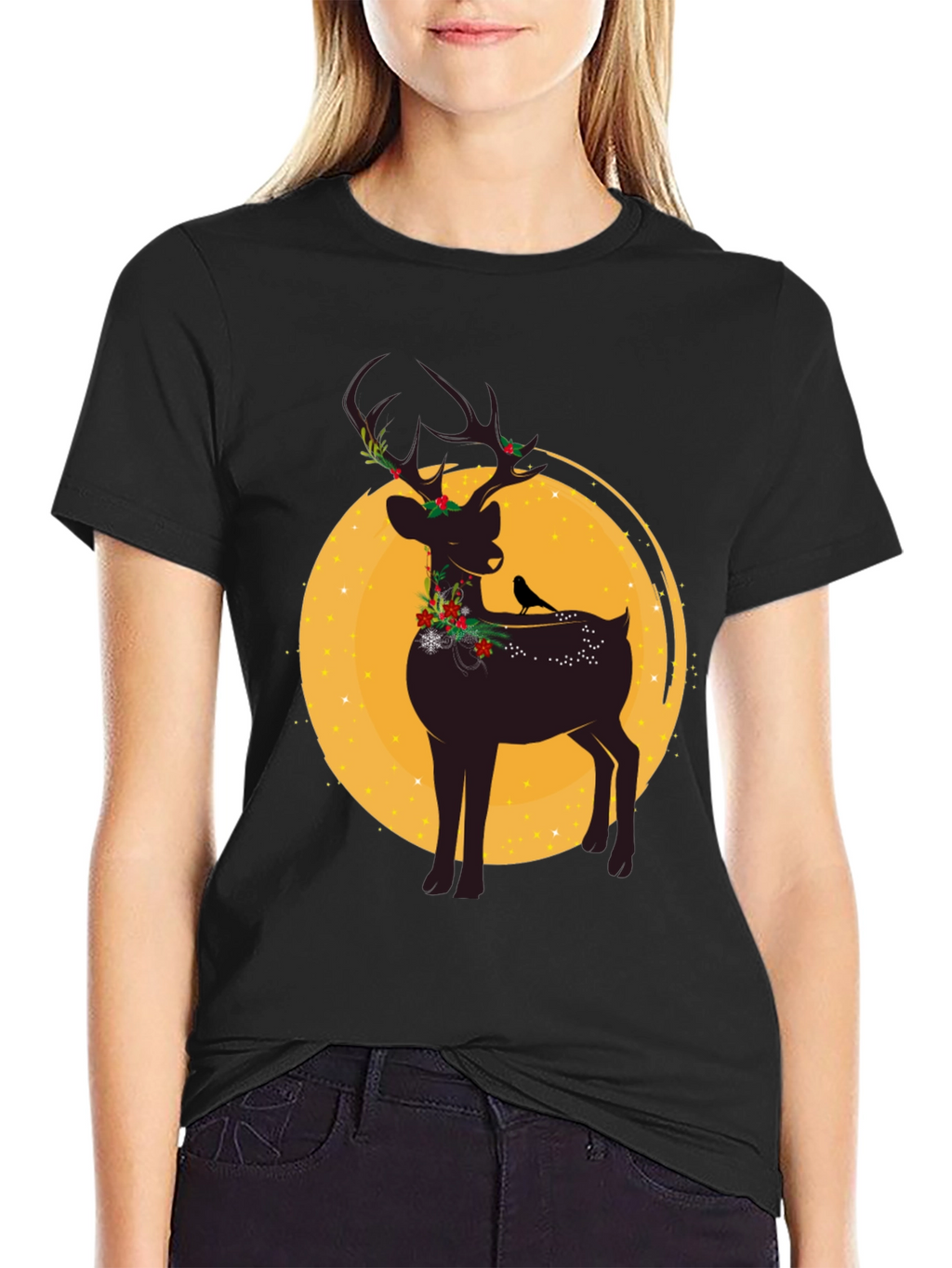 Festive Reindeer Graphic Tee - Holiday Style