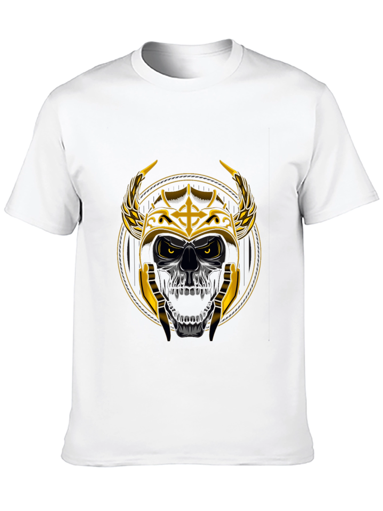 Skull Viking Helmet Graphic Tee - Black