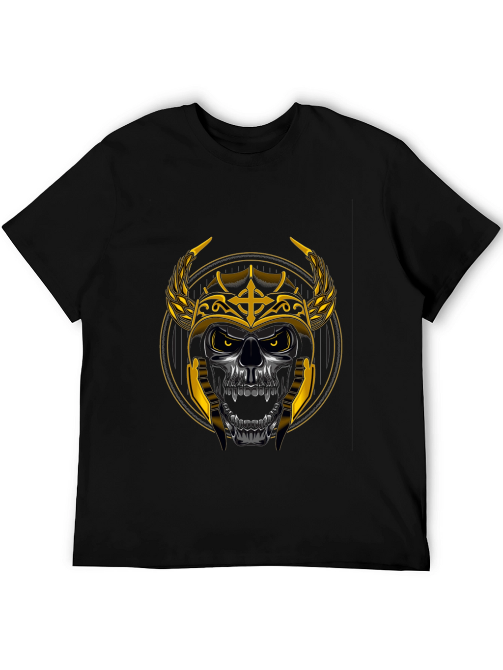 Skull Viking Helmet Graphic Tee - Black