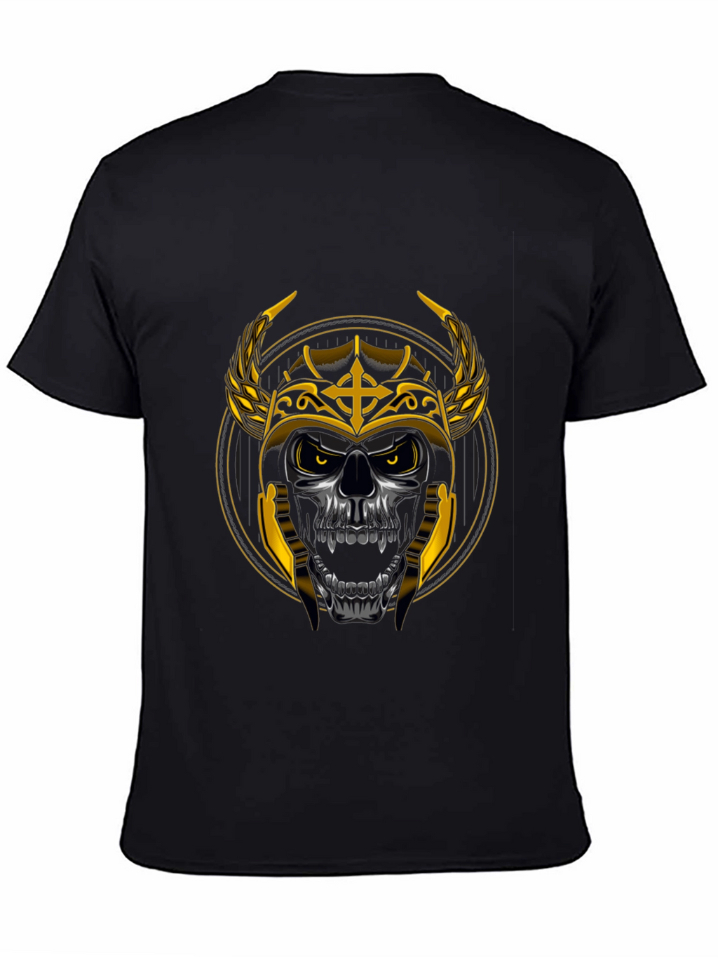 Skull Viking Helmet Graphic Tee - Black
