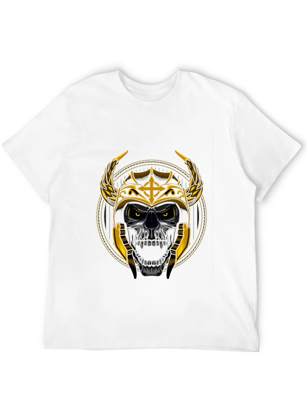 Skull Viking Helmet Graphic Tee - Black