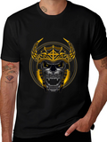 Skull Viking Helmet Graphic Tee - Black