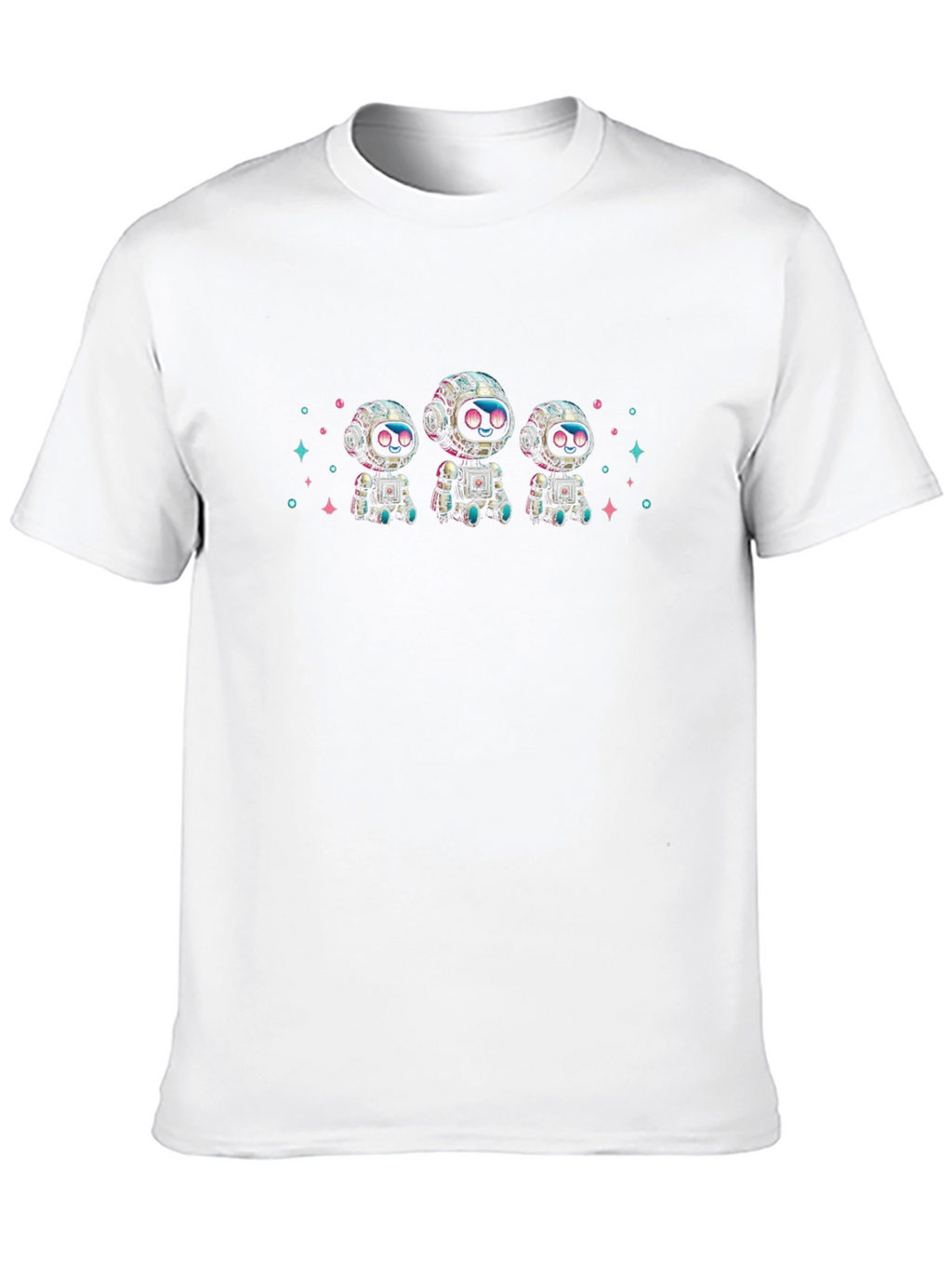 Cute Robot Graphic Black T-Shirt
