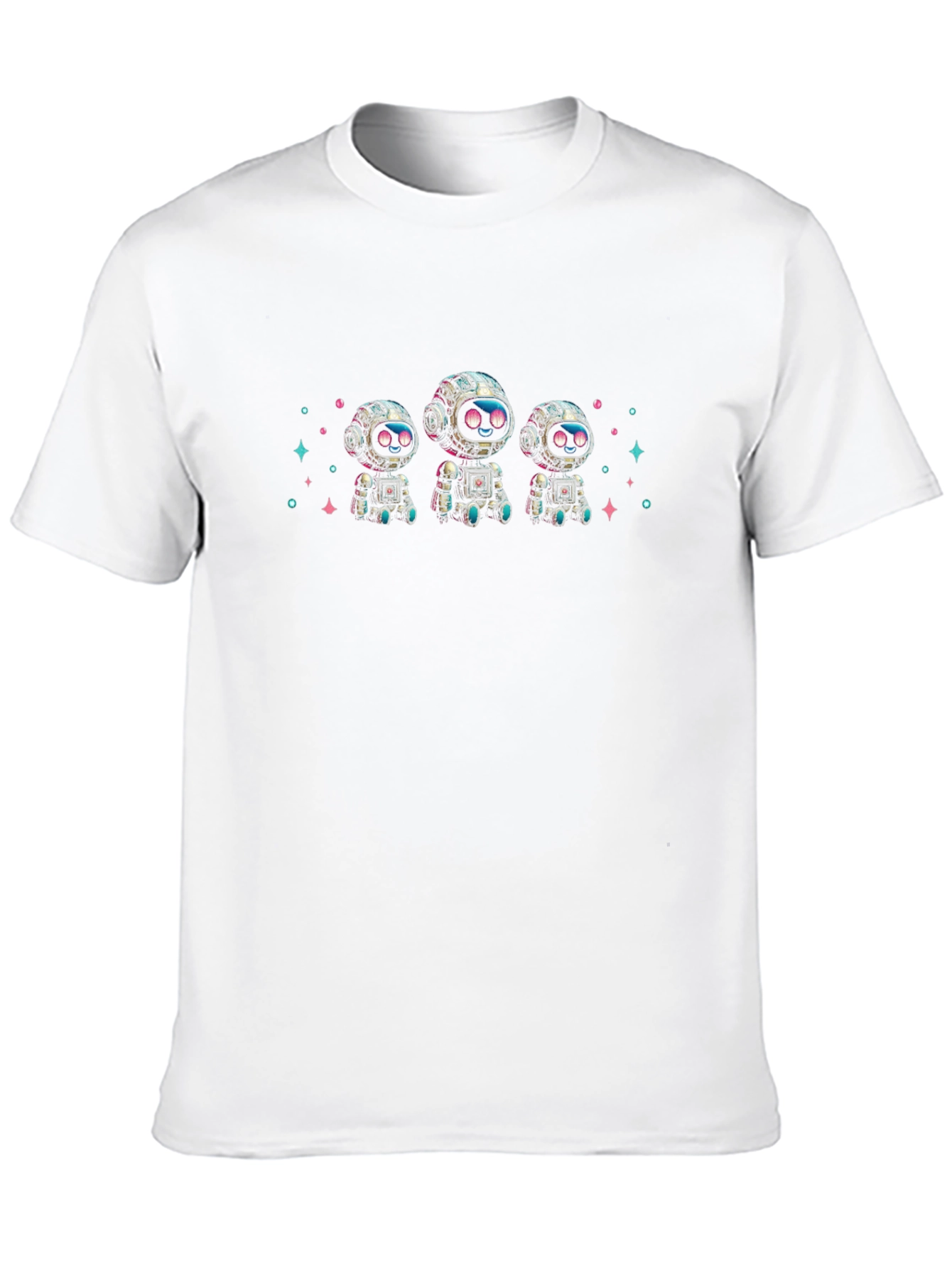 Cute Robot Graphic Black T-Shirt
