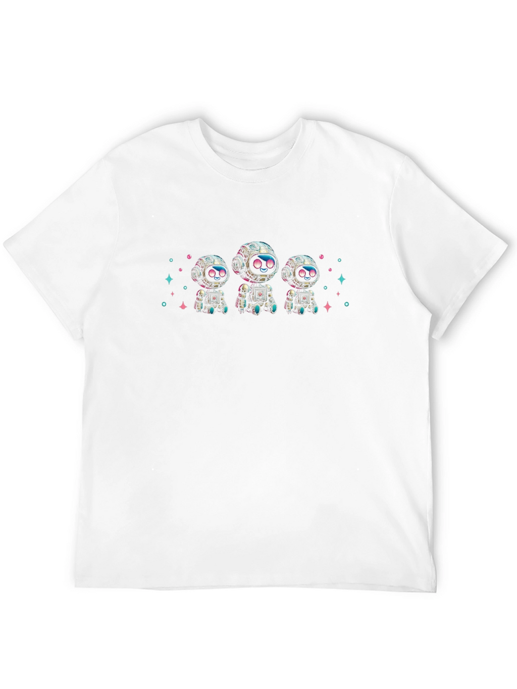 Cute Robot Graphic Black T-Shirt