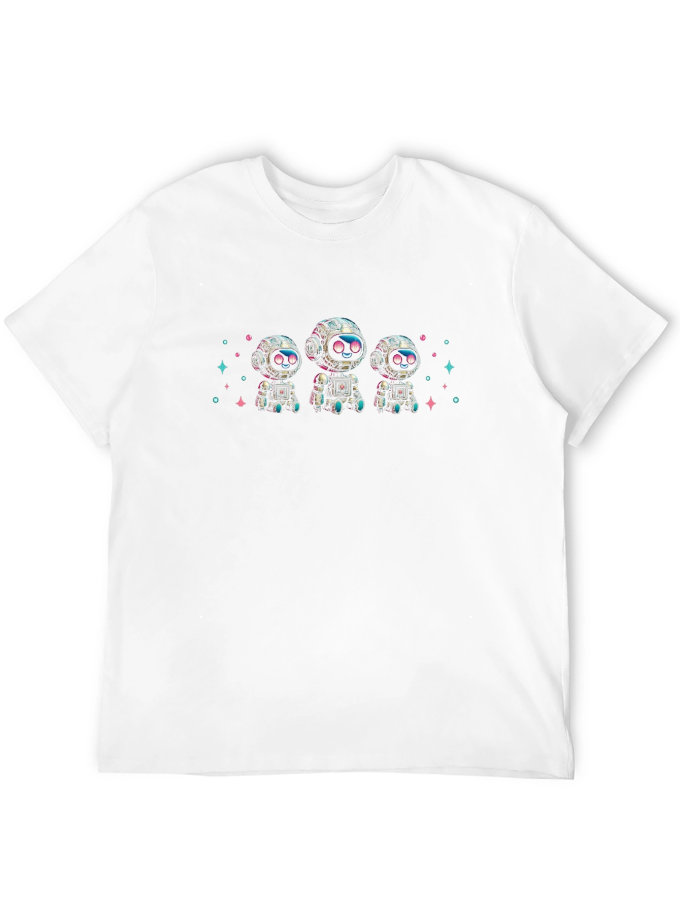 Cute Robot Graphic Black T-Shirt