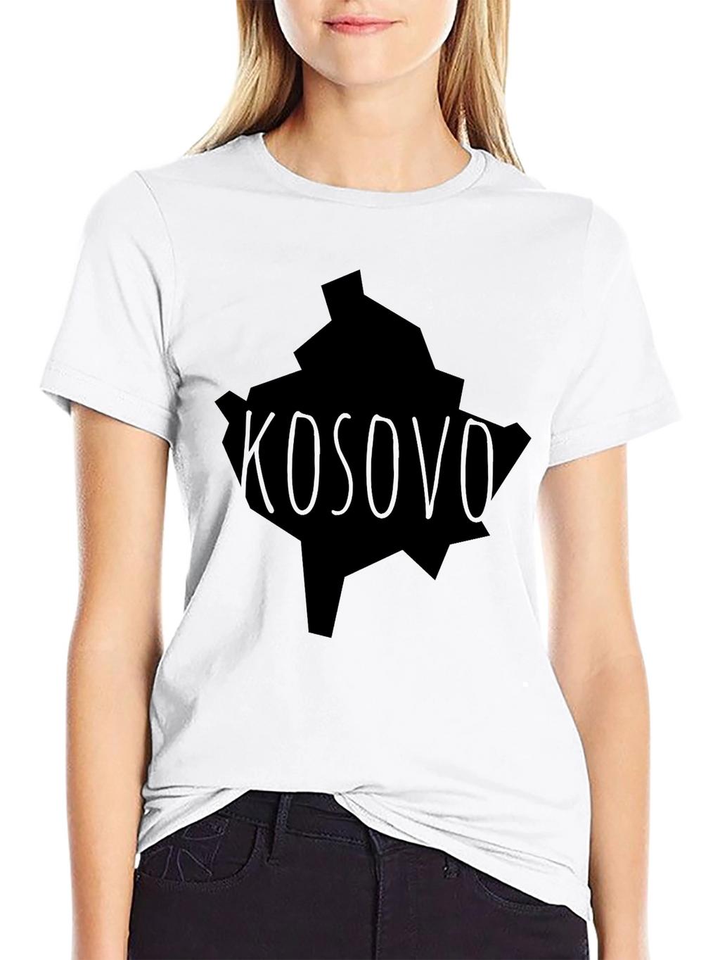 Kosovo Map Graphic T-Shirt - Black Tee