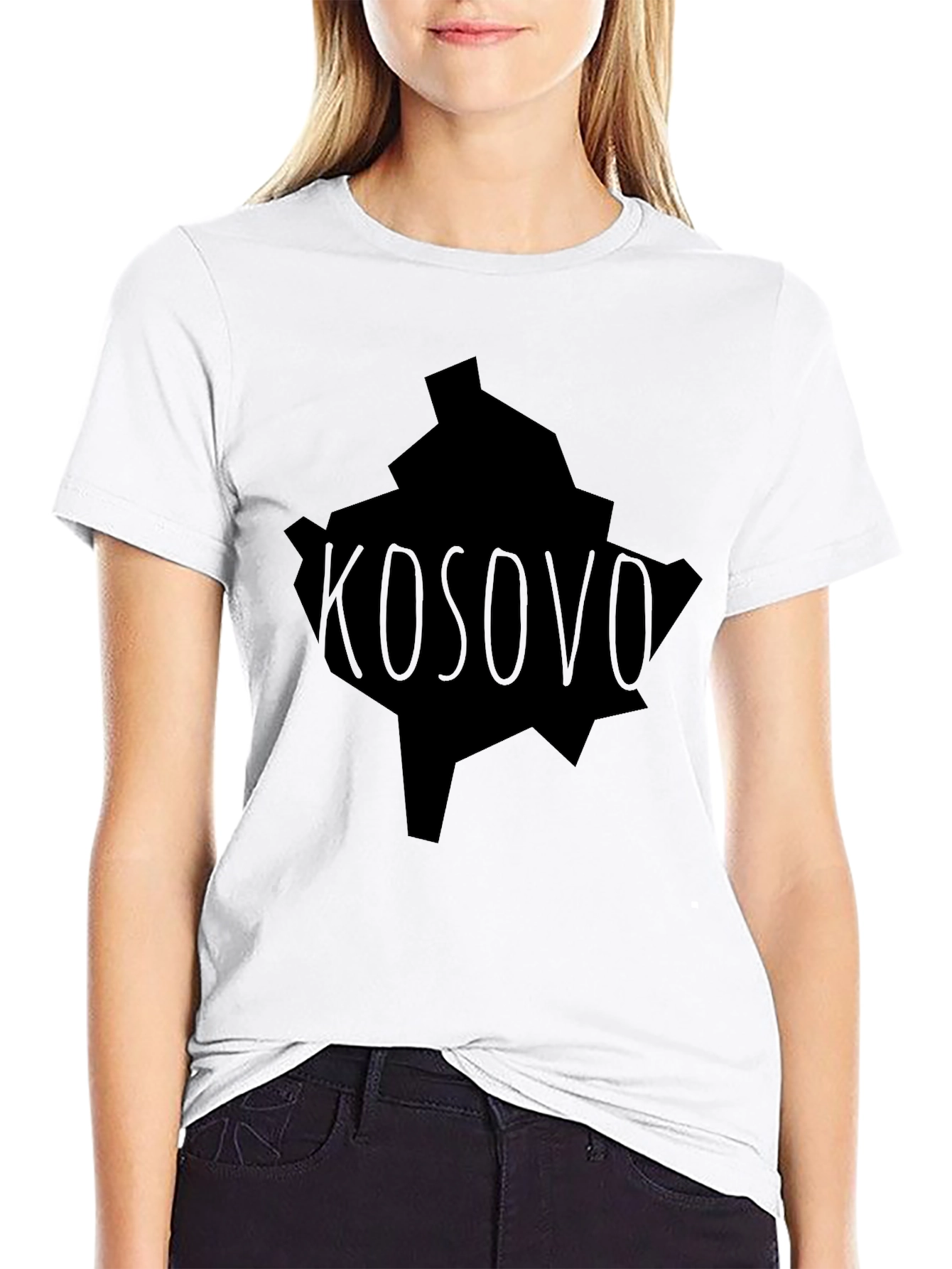 Kosovo Map Graphic T-Shirt - Black Tee