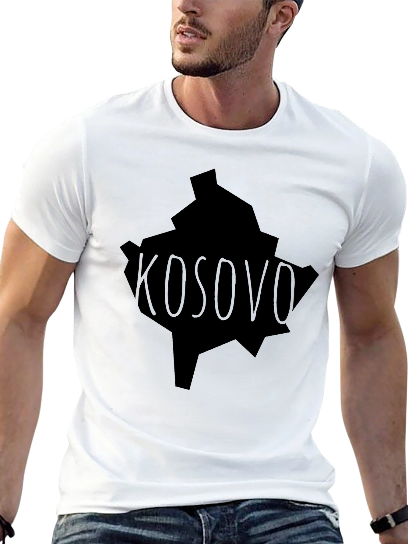 Kosovo Map Graphic T-Shirt - Black Tee