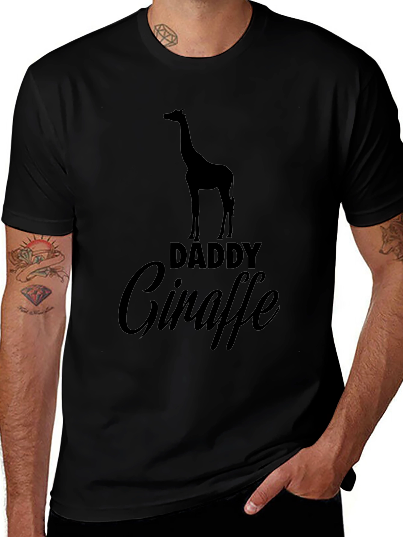 Daddy Giraffe Black T-Shirt