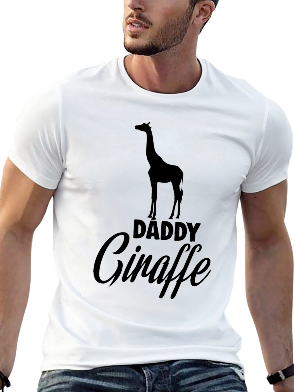 Daddy Giraffe Black T-Shirt