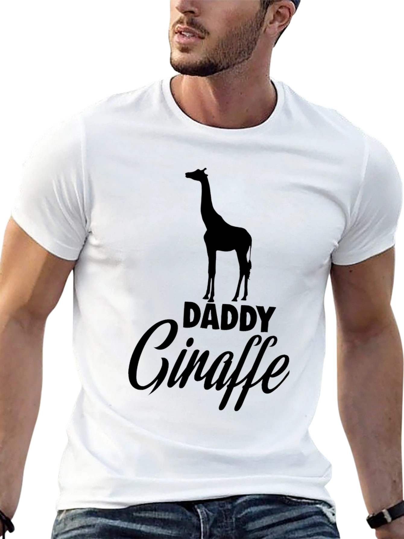 Daddy Giraffe Black T-Shirt