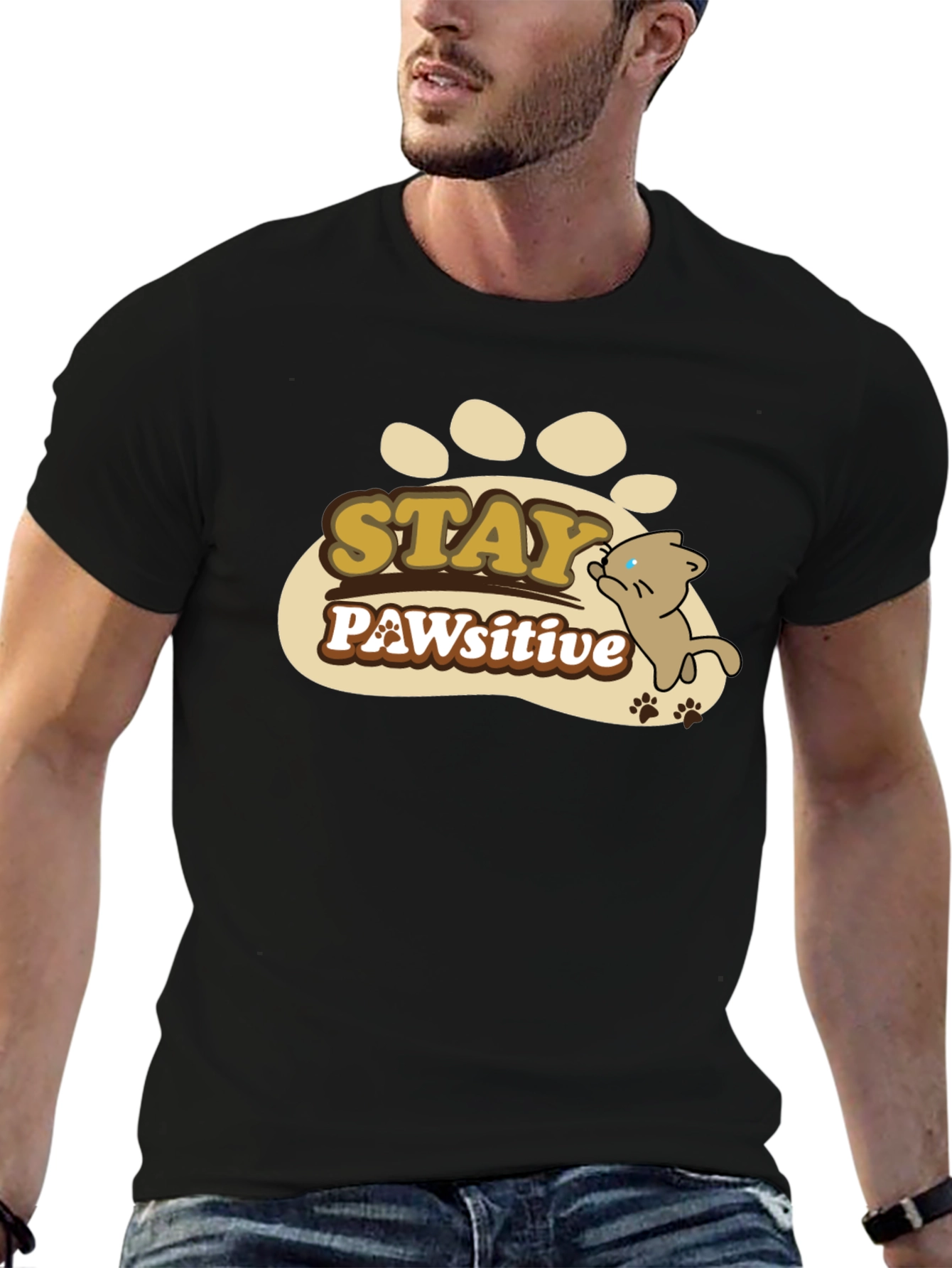 Stay PAWsitive Graphic T-Shirt