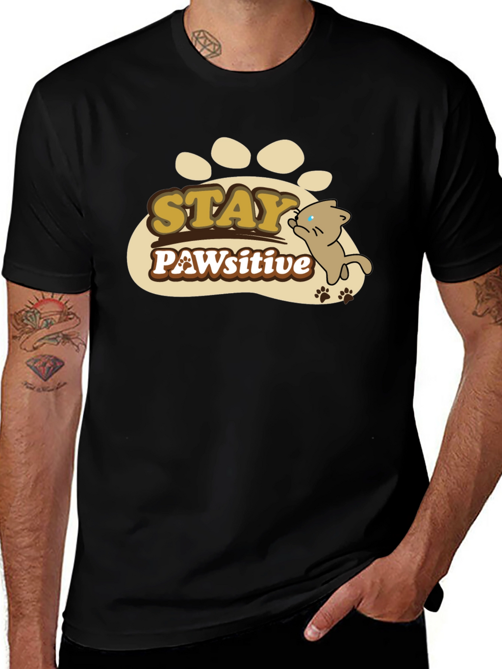 Stay PAWsitive Graphic T-Shirt