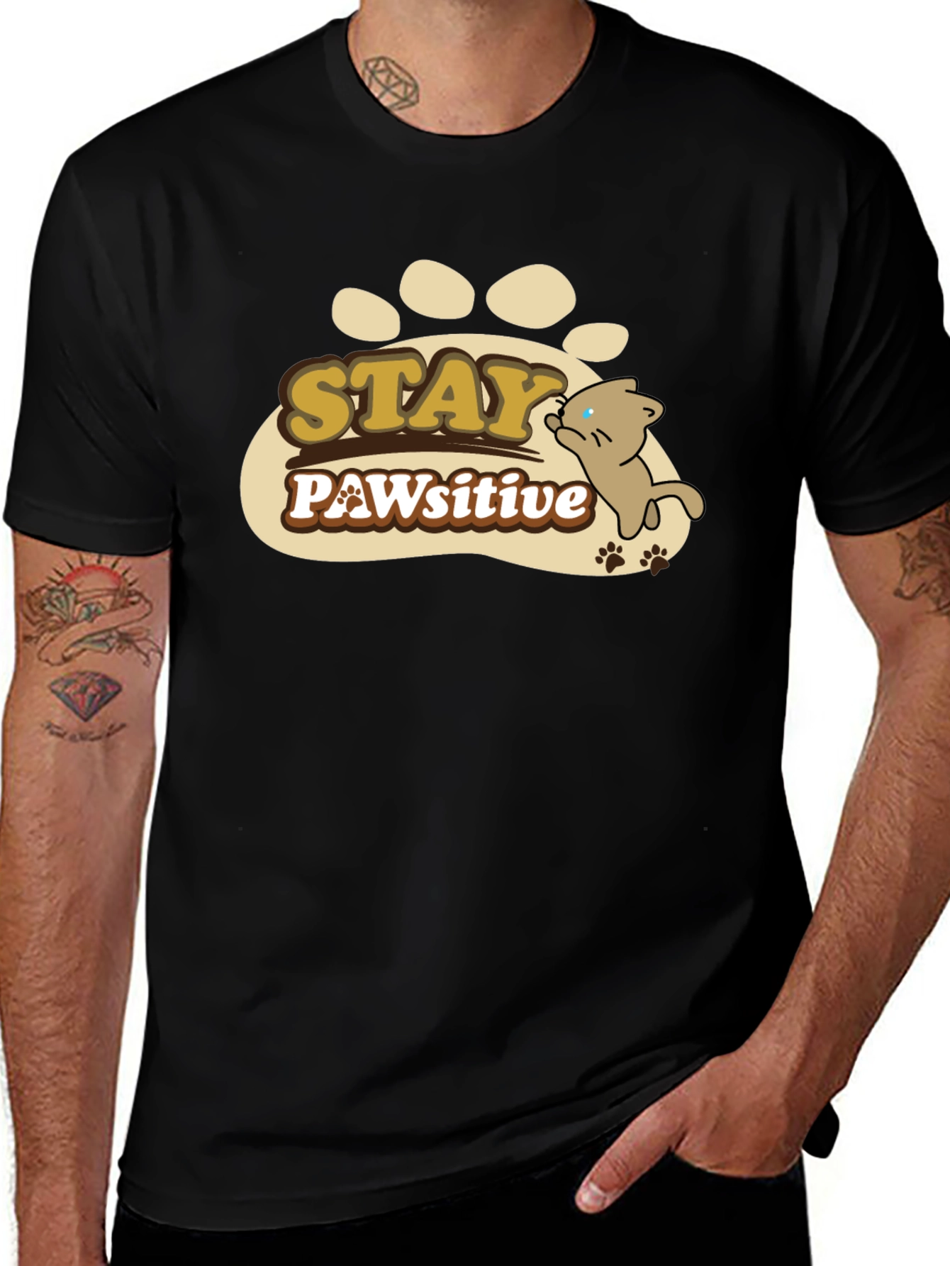 Stay PAWsitive Graphic T-Shirt