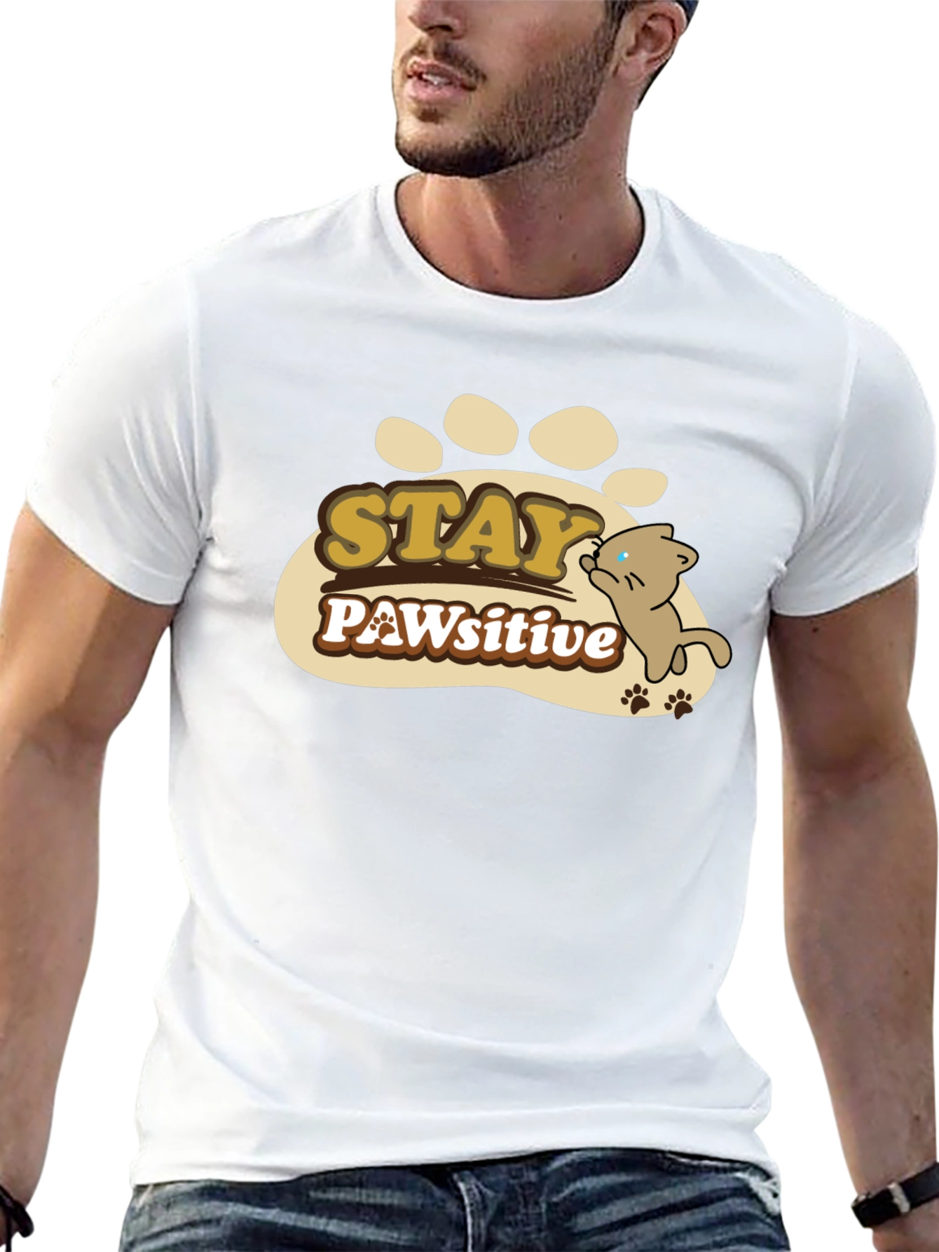 Stay PAWsitive Graphic T-Shirt