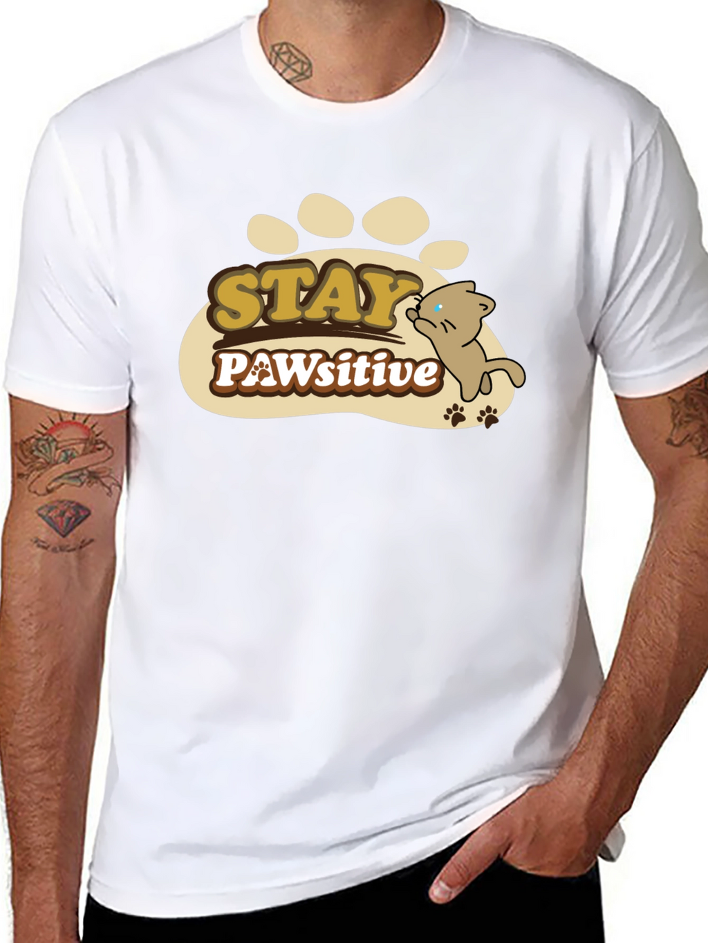 Stay PAWsitive Graphic T-Shirt