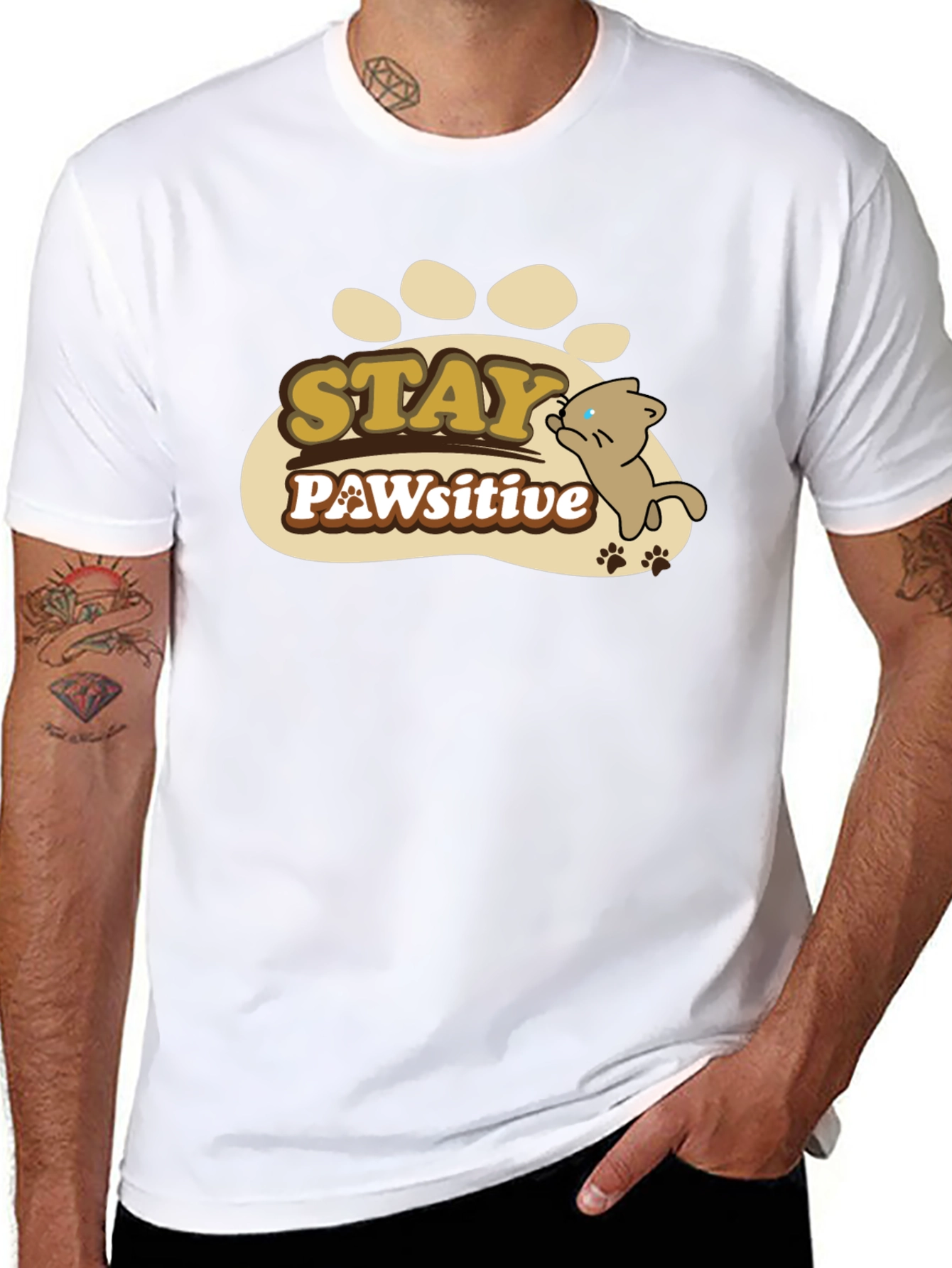 Stay PAWsitive Graphic T-Shirt
