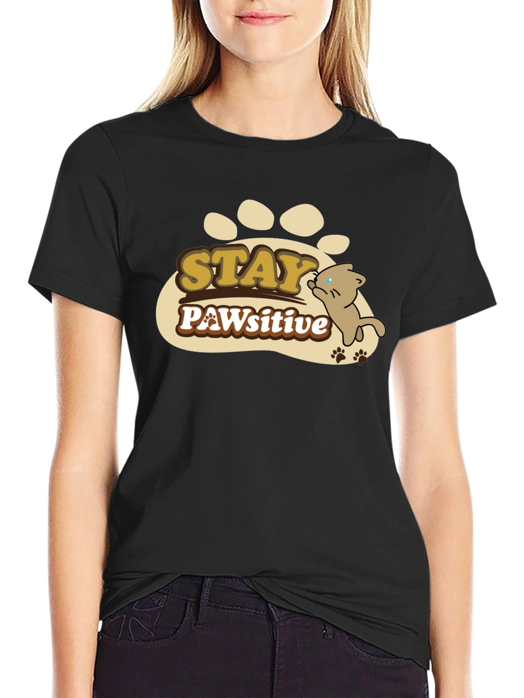 Stay PAWsitive Graphic T-Shirt