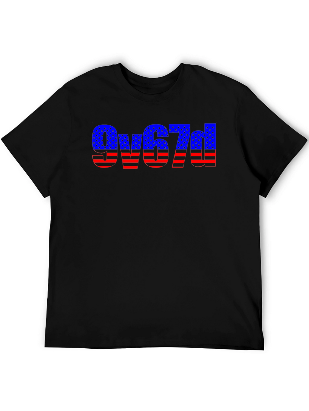 American Flag Style Text Design Black T-Shirt
